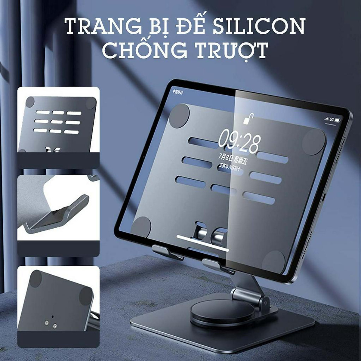 Giá Đỡ Hợp Kim Nhôm Để Bàn Xoay 360 Độ Cho Điện Thoại, Máy Tính Bảng, Iphone, Ipad L06 - Hàng chính hãng
