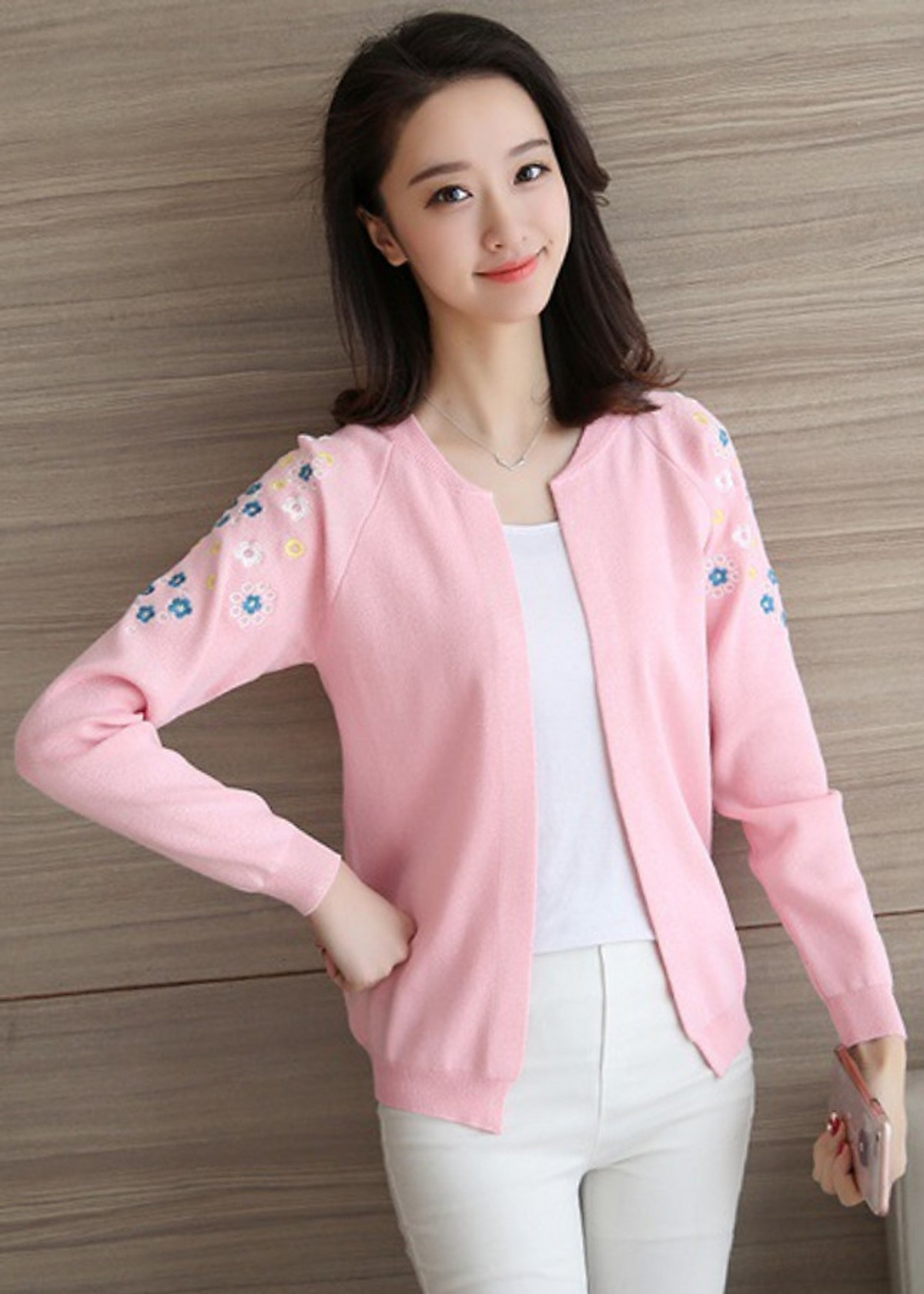 Áo Len Nữ Cardigan Áo Khoác Len Kiểu Hàn Quốc Thêu Hoa ALN020 MayHomes Thời Trang Thu Đông
