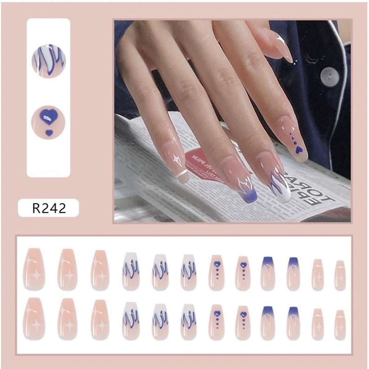 Móng tay giả đẹp làm nail kèm keo / R241- R260/ - Miếng dán trang ...