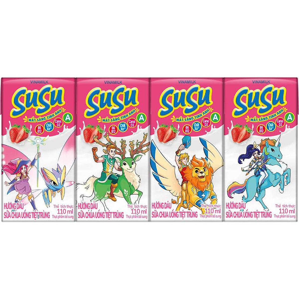 Sữa chua uống hương dâu Vinamilk Susu - Thùng 48 hộp 110ml.