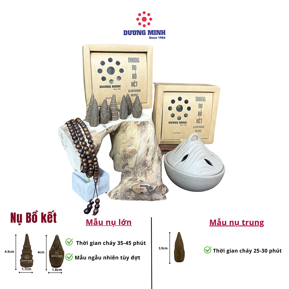 Nụ Trầm Dương Minh 100% thành phần tự nhiên trầm khói ngược xông nhà, thư giãn