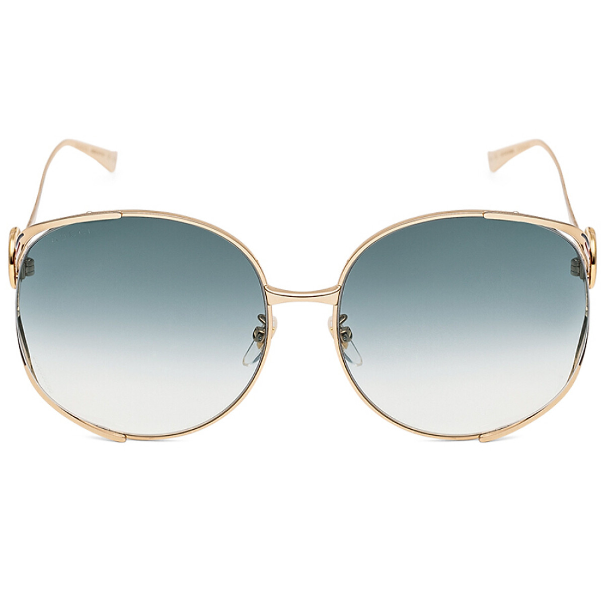 Mua GUCCI Gucci eyewear sunglasses women's fashion human metal mirror round  frame sunglasses GG0225S-004 gold frame gradient light gray lens 63mm