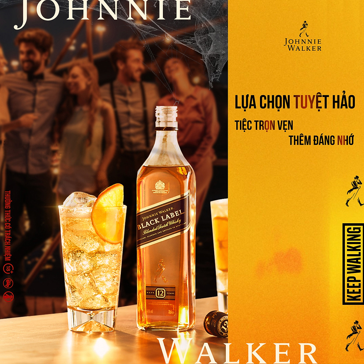 Rượu Combo Johnnie Walker Black Label 75cl In Style 750ml [Không hộp]