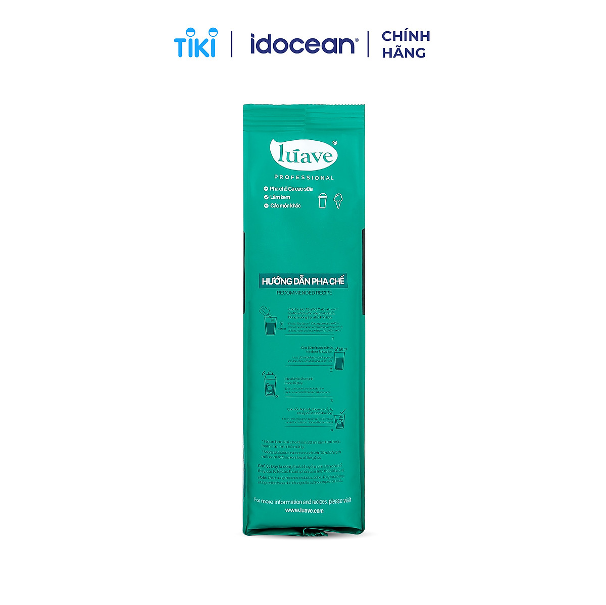 Bột Cacao LÚAVE 500g (Bột Ca cao hương vị đắng béo tự nhiên, đậm đà, có thể dùng pha chế nhiều thức uống, làm bánh, kem)