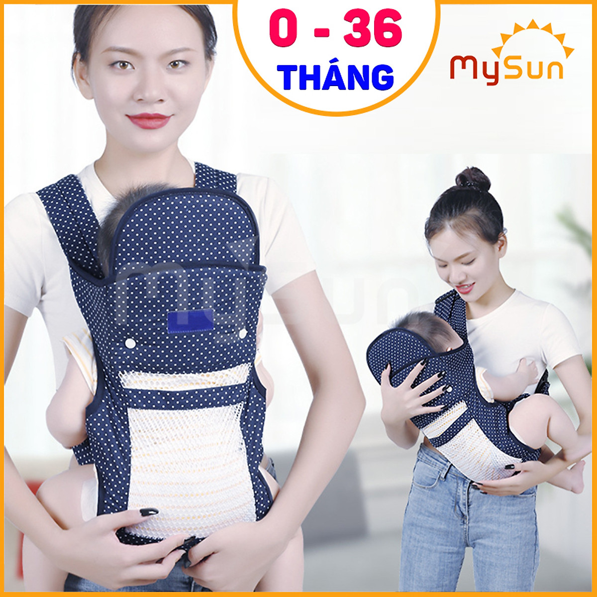 Đai địu vải 4 tư thế có đỡ cổ cho bé sơ sinh, trẻ em 36 Đai Địu Vải 4 Tư Thế Có Đỡ Cổ Cho Bé Sơ Sinh, Trẻ Em 36