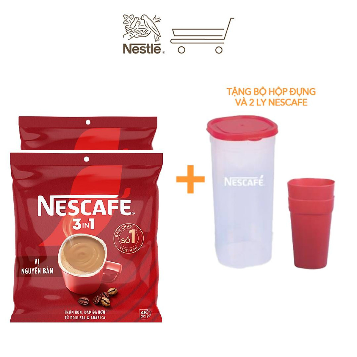 Combo 2 Bịch NESCAFE 3IN1 Công thức cải tiến - VỊ NGUYÊN BẢN Bịch 46 gói