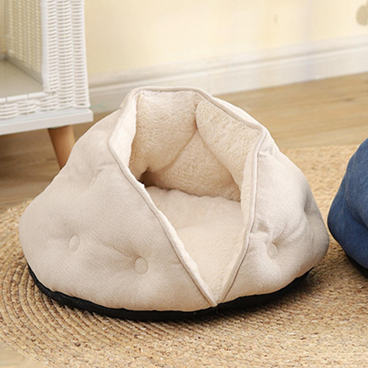 Semi Enclosed Cat Nest Comfortable Pet Sleeping Bed Cats and Small ...