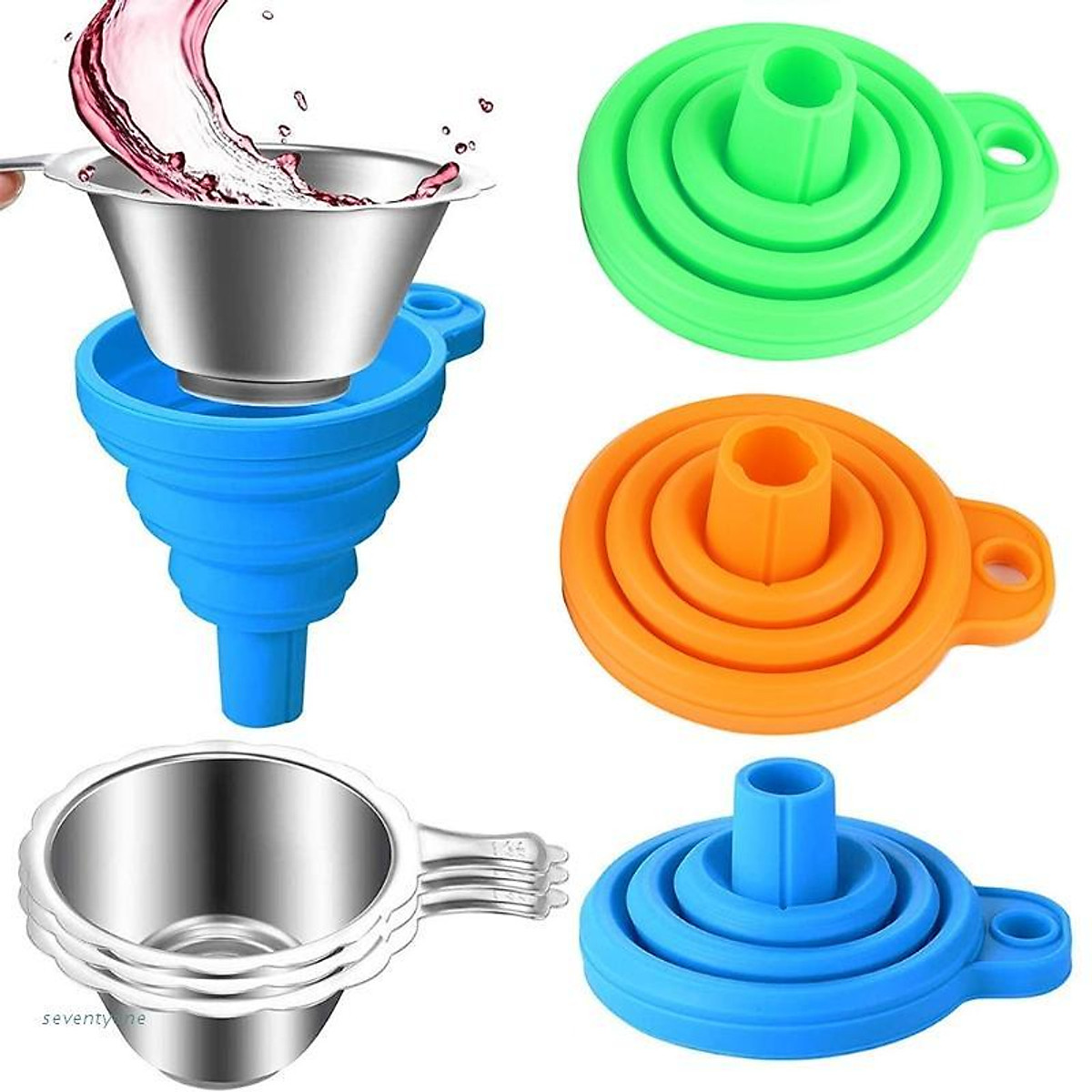 Set 6 Phễu Silicone Có Thể Gấp Gọn Và Tái Sử Dụng