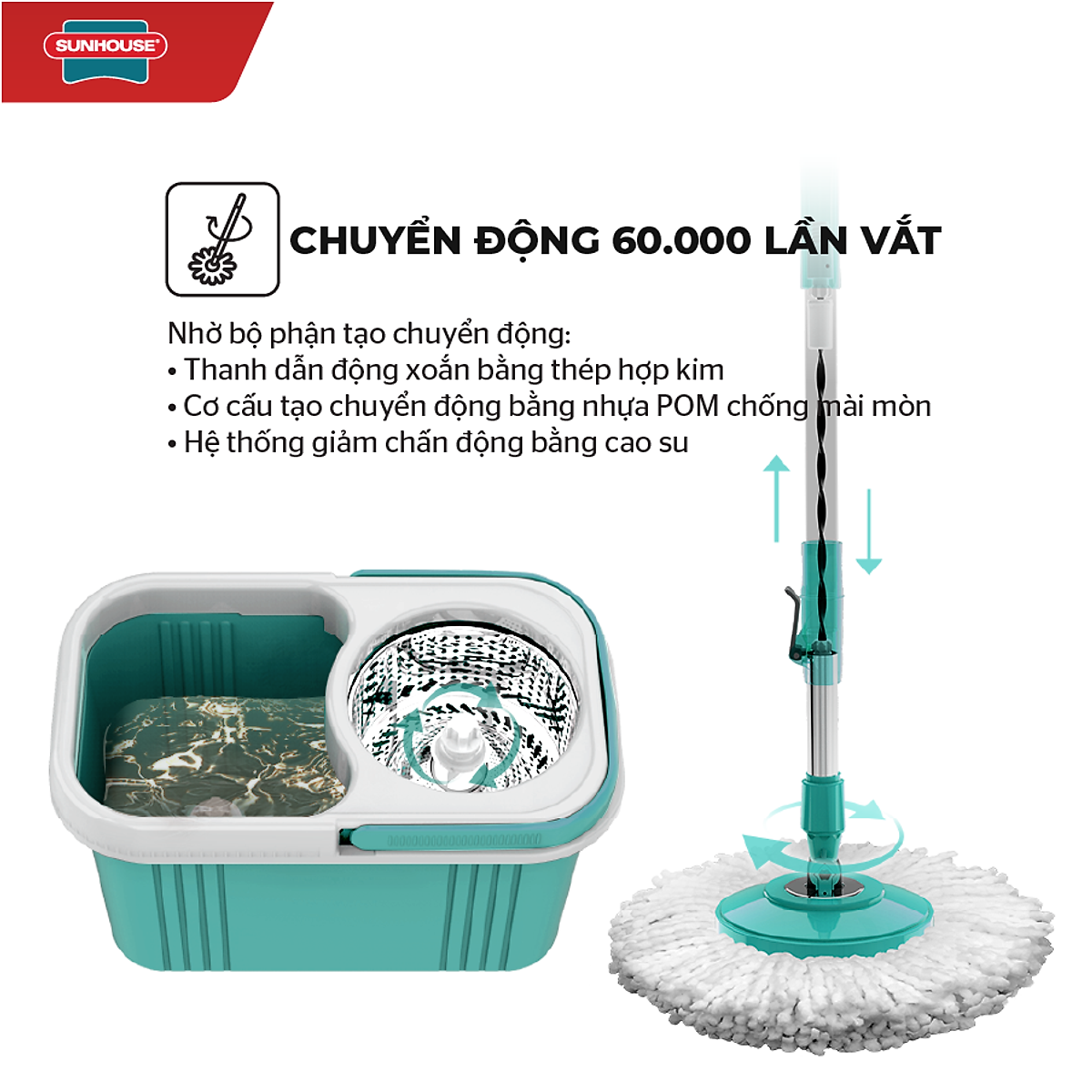 Bộ lau nhà xoay 360 độ Sunhouse KS-CL330S