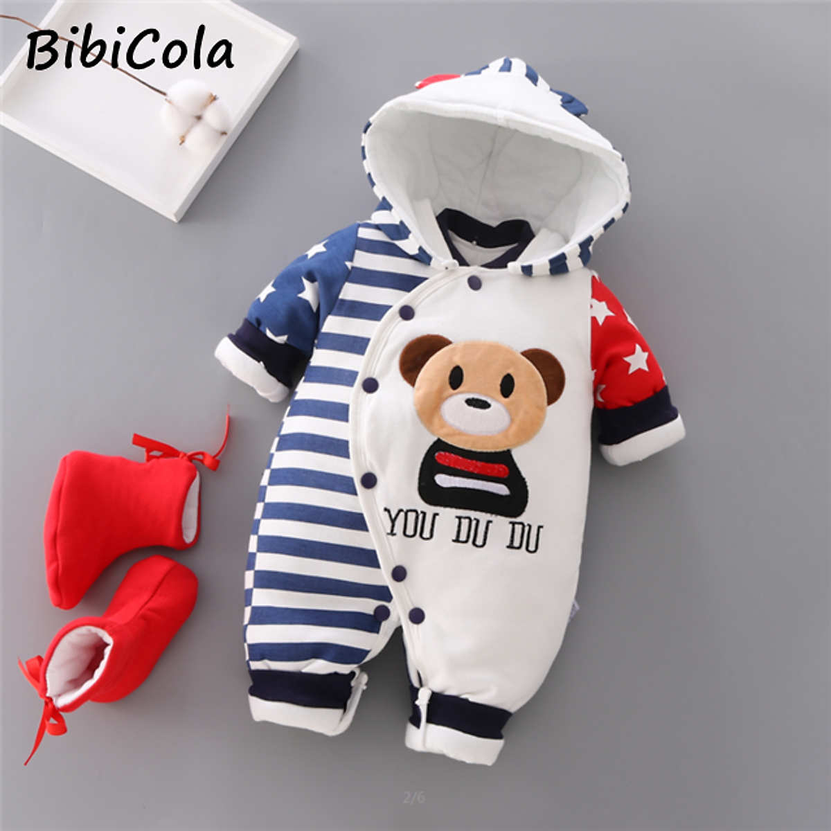 Cho Bé Mùa Đông Rompers Cotton Sơ Sinh Áo Liền Quần Dày Dặn Cho Bé Gái
