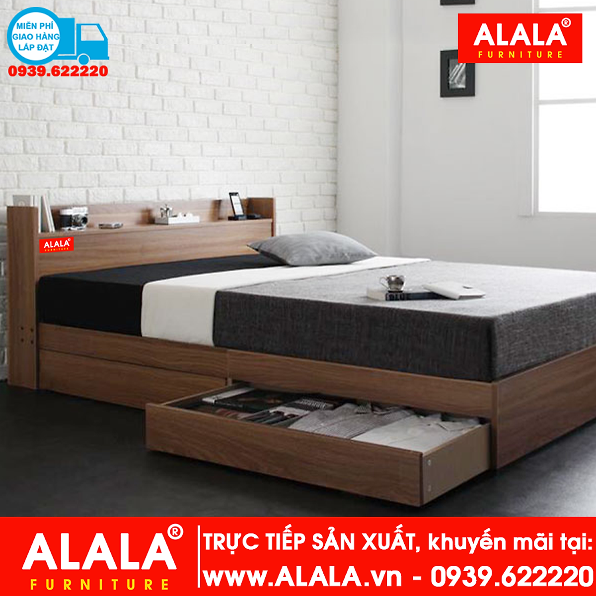 Giường ngủ ALALA11 gỗ HMR chống nước - www.ALALA.VN - 0939.622220