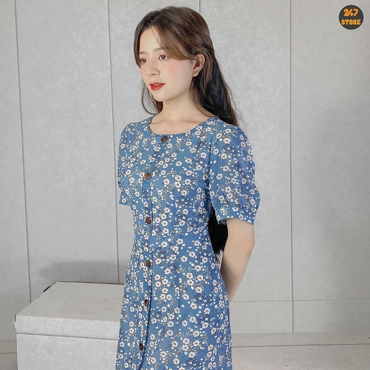 Đầm suông cổ trụ sát nách trắng họa tiết hoa phối nơ xinh xắn  Sỉ quần áo  giá rẻ