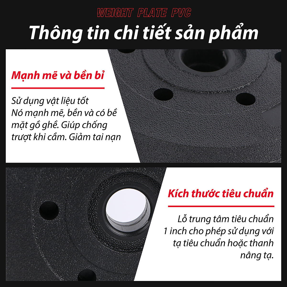 BG Bánh Tạ Nhựa 1.25kg - 20KG Đặc Ruột - Sẵn Kho Giao Liền - Tạ Miếng Nhựa