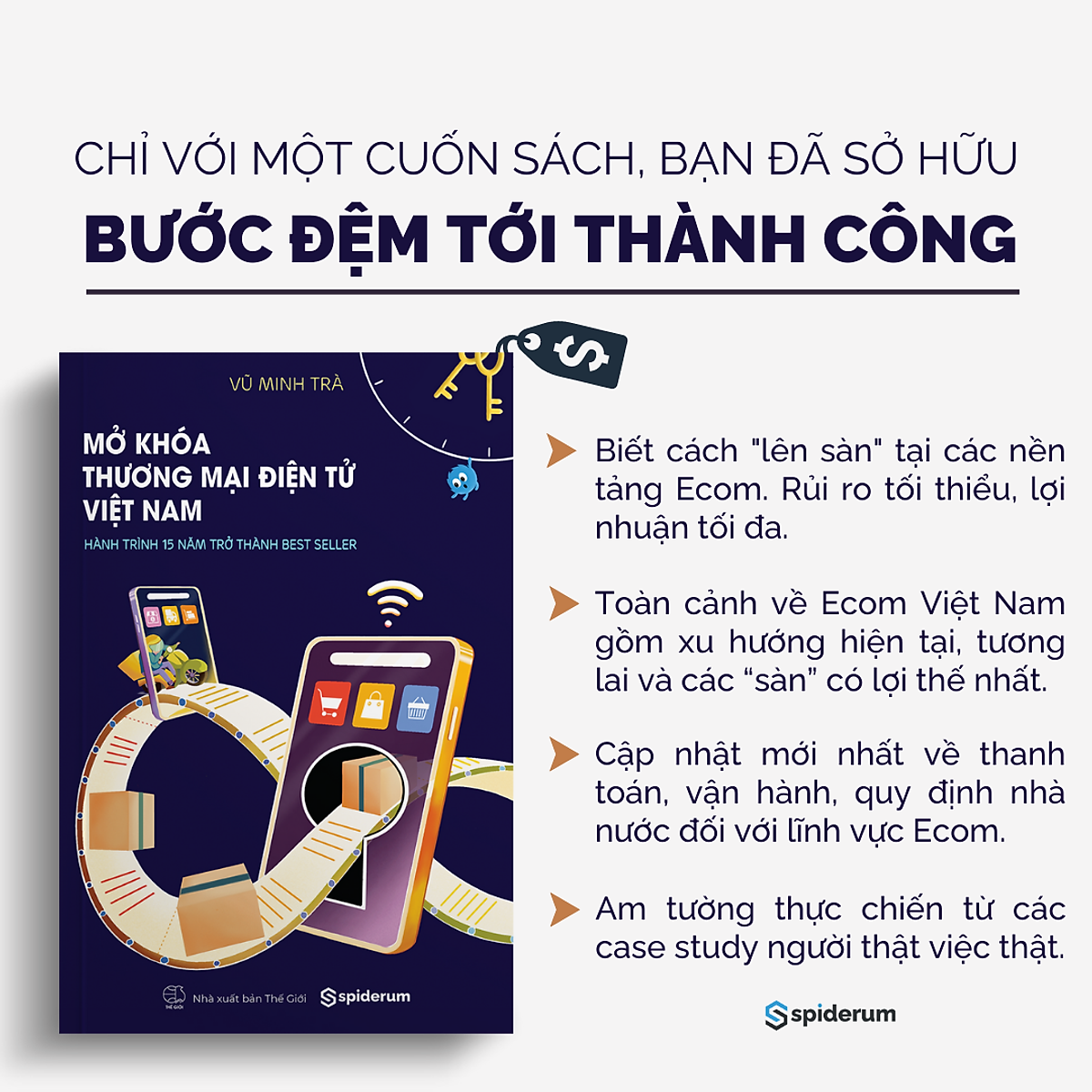 Sách Mở Khóa Thương Mại Điện Tử Việt Nam - Hành Trình 15 Năm Trở Thành Best Seller - Tác Giả Vũ Minh Trà