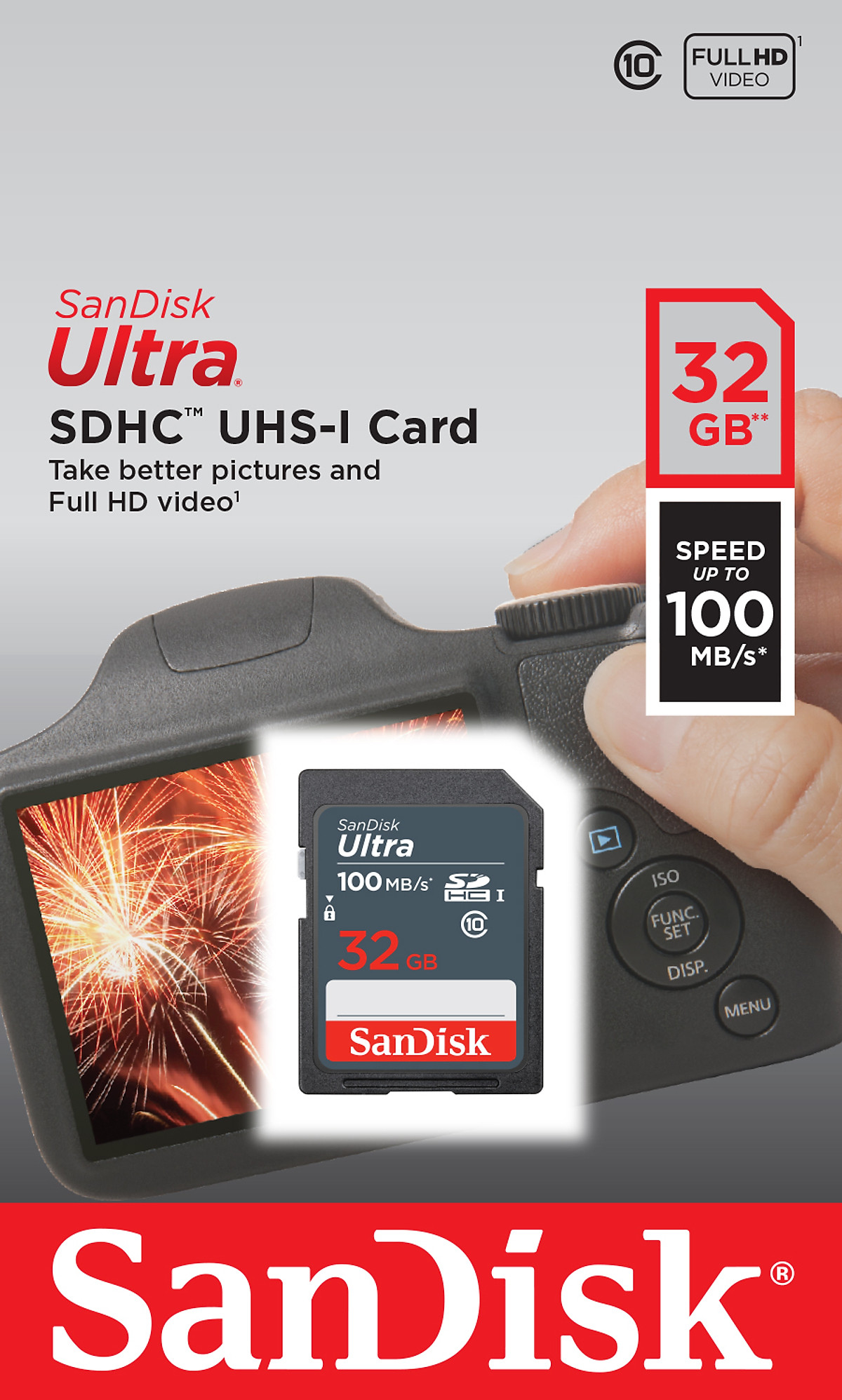 Thẻ nhớ SD Sandisk Ultra GN3 32GB 100MB/s UHS-I (cho máy ảnh) - Hàng Chính Hãng