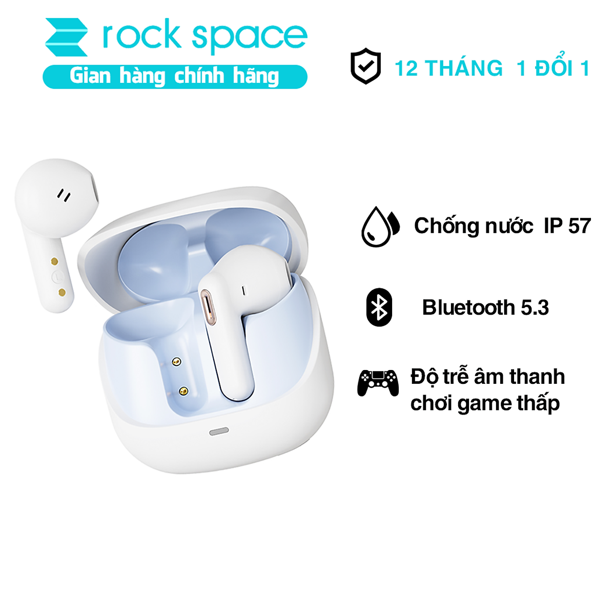 Tai nghe bluetooth 5.3 nhét tai TWS ROCK S3 Mini Wireless Bluetooth Earphones-Hàng chính hãng Bảo hành 12 tháng lỗi 1 đổi 1
