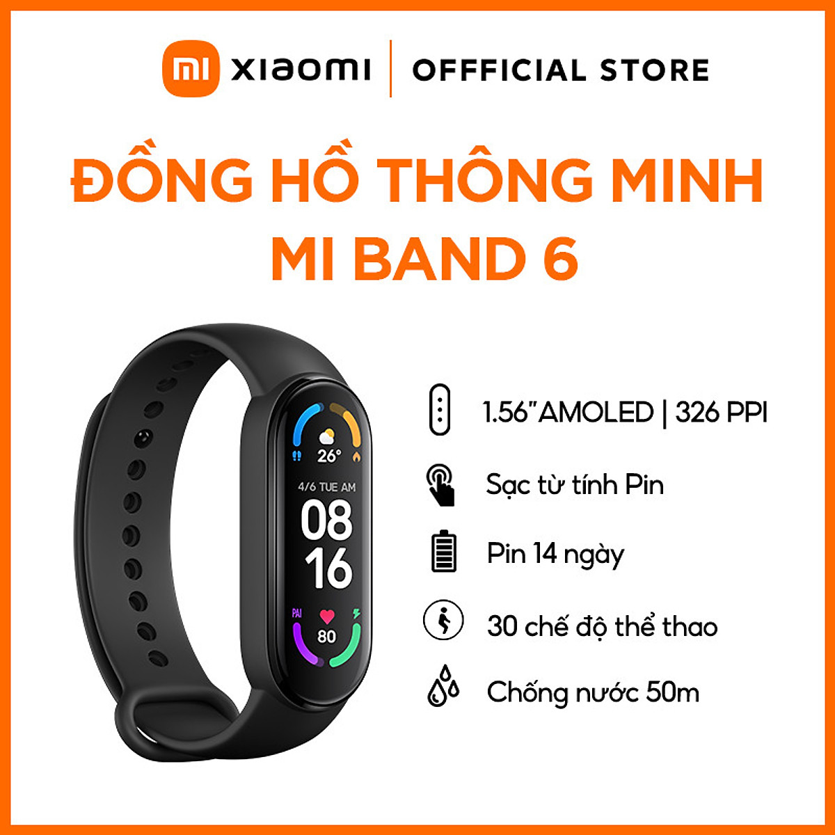 Vòng Đeo Tay Thông Minh Xiaomi Mi Band 6 - Hàng Chính Hãng