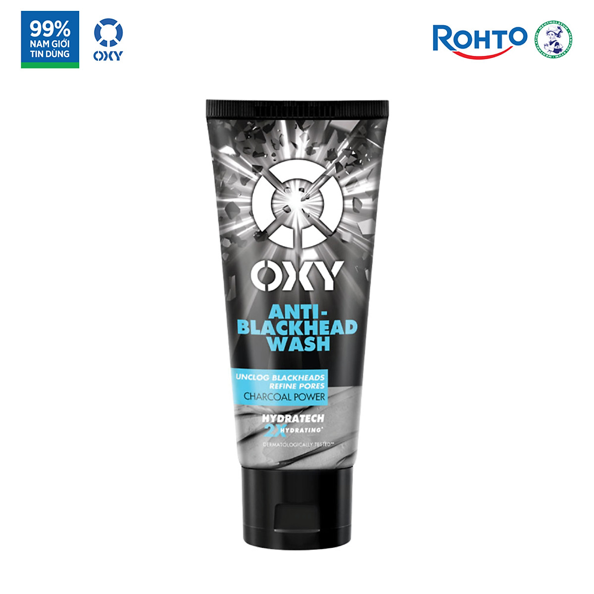 Sữa rửa mặt cho nam Oxy sạch tế bào chết, giảm mụn đầu đen, dạng kem Oxy Anti-Blackhead Wash 100g