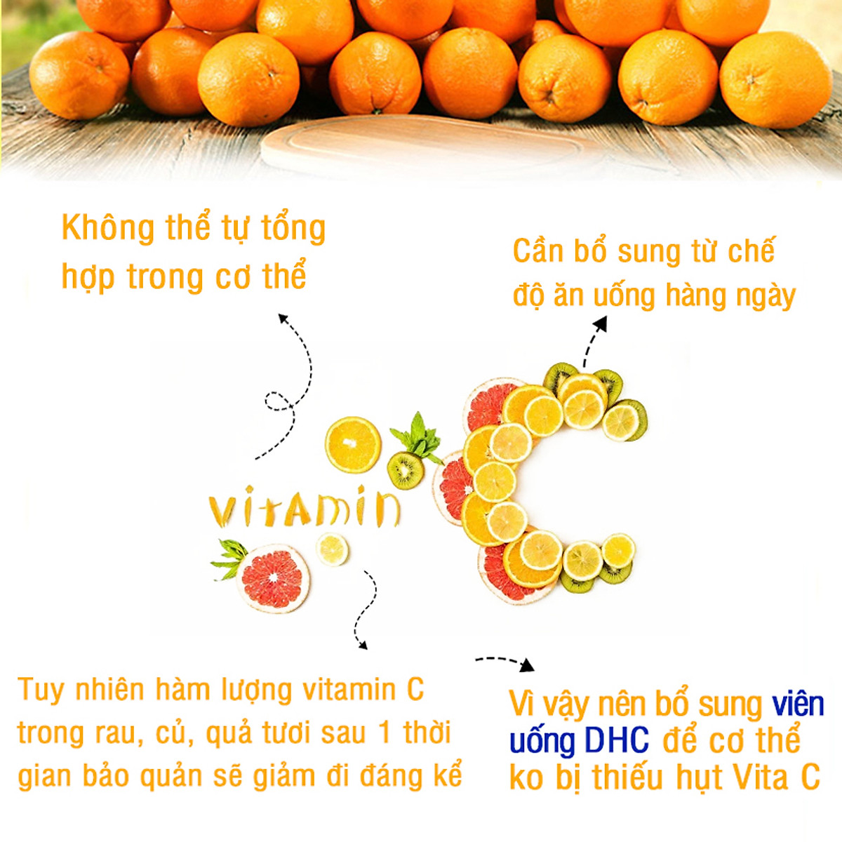 [Made in Japan] Viên uống Vitamin C DHC Nhật Bản giúp sáng da mờ thâm