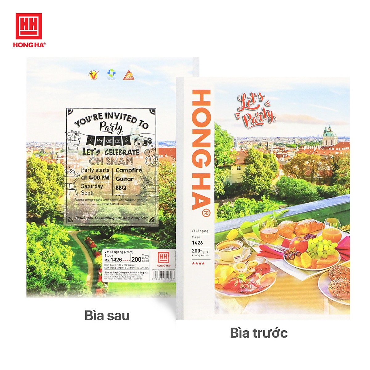 Vở kẻ ngang 200 trang Hồng Hà Let's Party 1426 (5 quyển) - Giao màu ngẫu nhiên