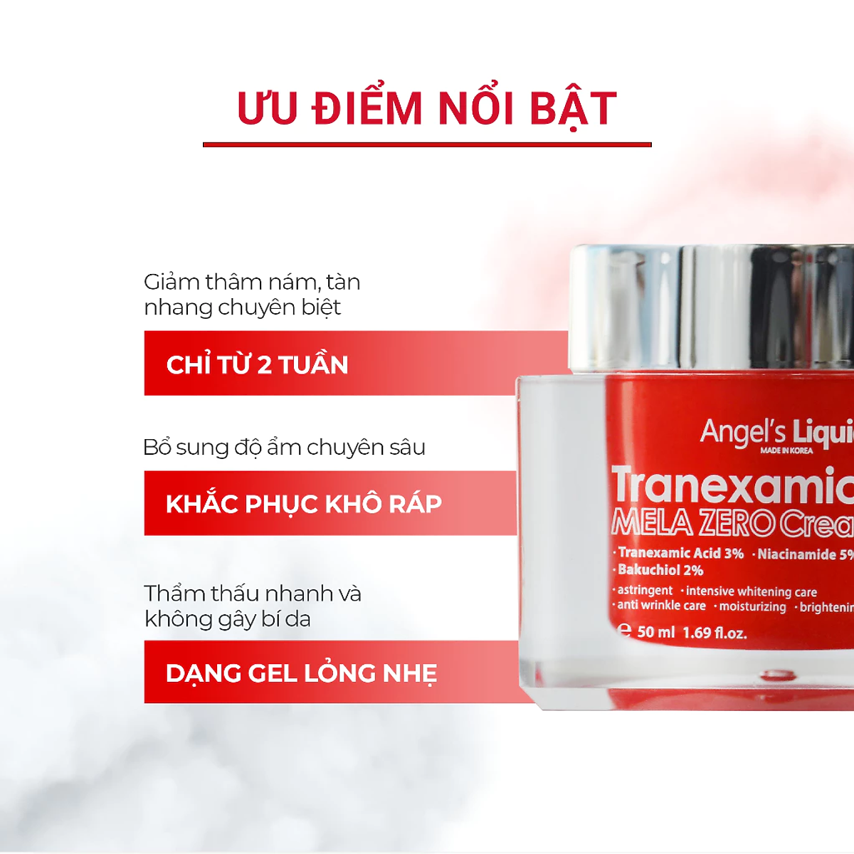 Kem Dưỡng Giảm Thâm Nám Chuyên Biệt Angel's Liquid Tranexamic Mela Zero Cream 50ml