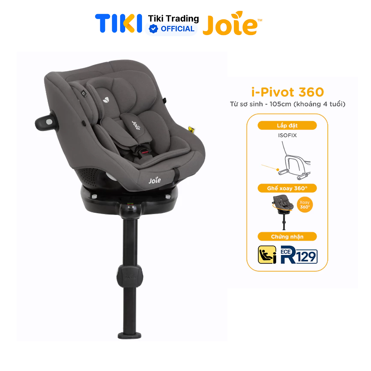 Ghế ngồi ôtô cho bé Joie i - Pivot 360 Thunder dành cho bé từ sơ sinh đến 105cm