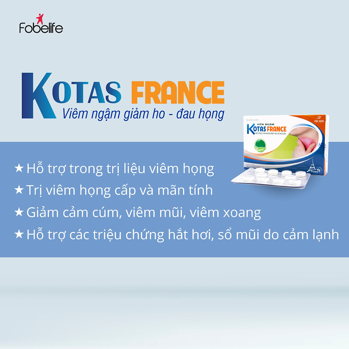 Viên Kẹo Ngậm Hỗ Trợ Giảm Đau Giảm Viêm Giảm Sưng Phù Nề KOTAS FRANCE (Hộp 20 viên)