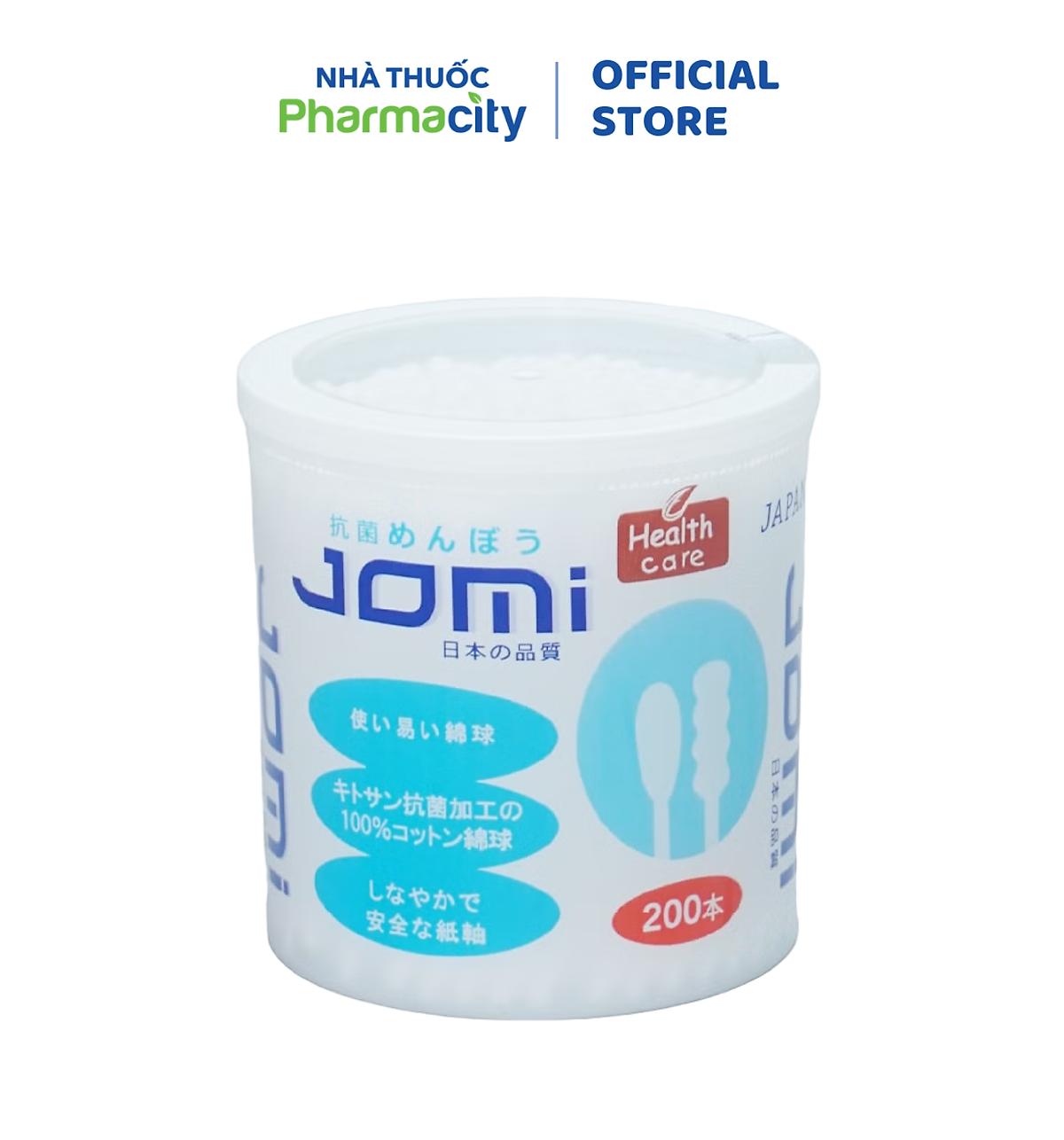 Tăm bông kháng khuẩn Jomi (200 chiếc)