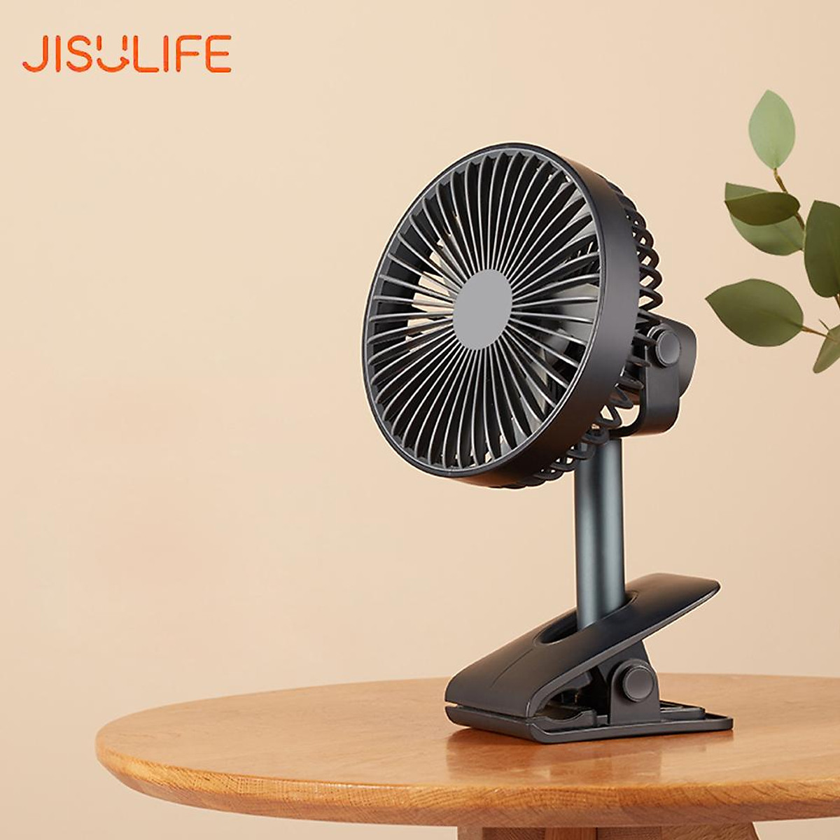 JISULIFE Clipping-on Fan Air Circulation Fan 360 Degree Cooling/4 Speeds Adjustable/Low Noise/Type-C Interface/4000mAh