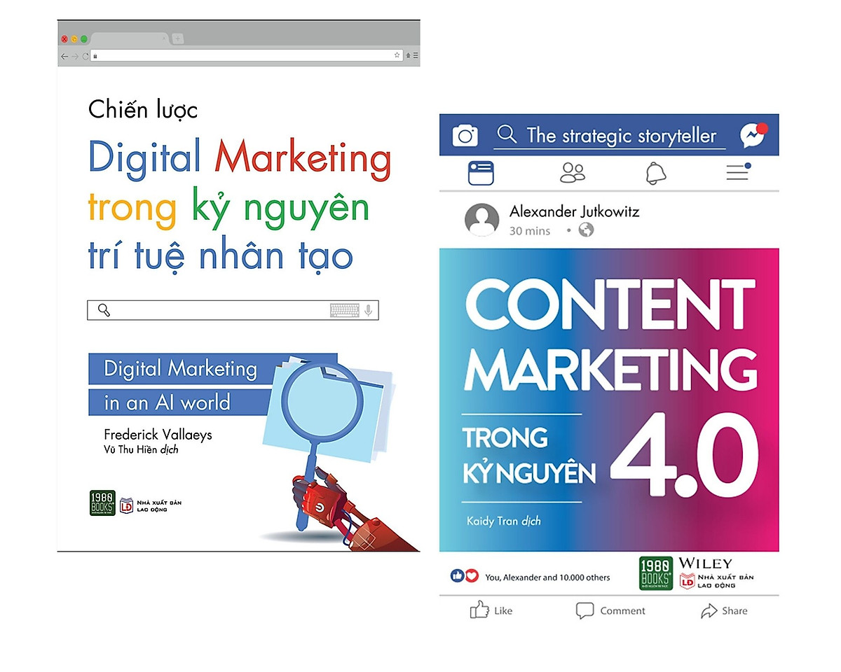 Combo sách kiến thức về Marketing thời đại mới: Chiến lược Digital Marketing trong kỷ nguyên trí tuệ nhân tạo + Content Marketing trong kỷ nguyên 4.0