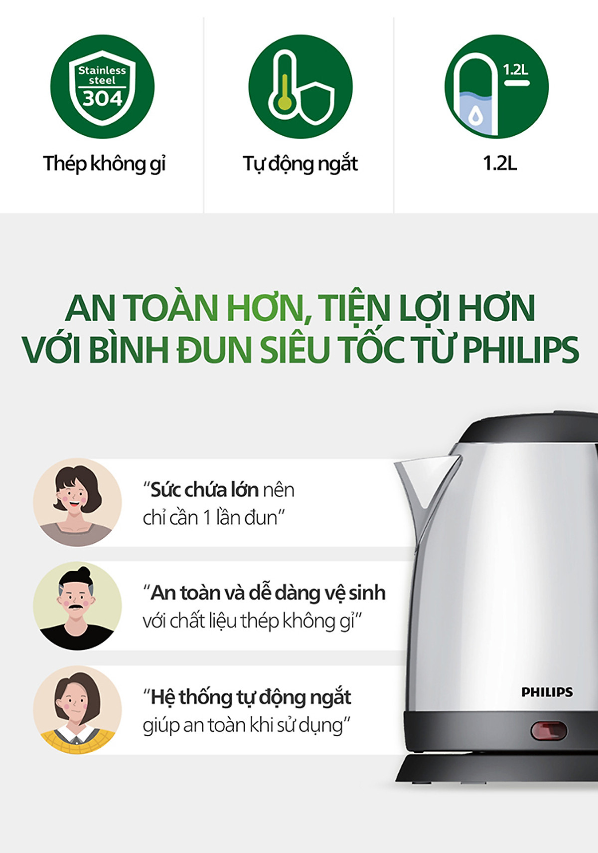 Bình Đun Siêu Tốc Philips HD9303 (1.2 Lít) - Hàng chính hãng