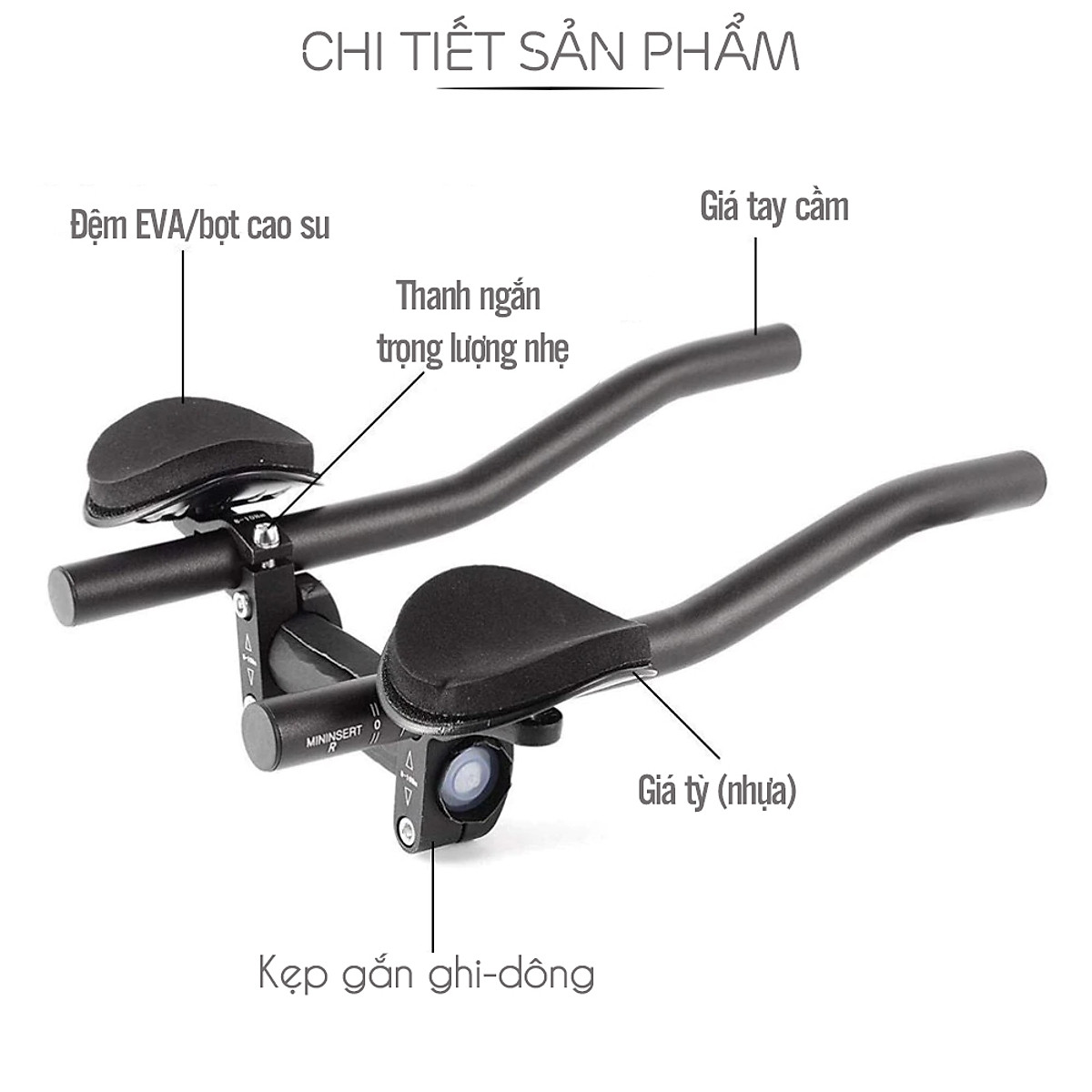 Tay Càng Chống Mỏi, Tay Càng Nghỉ Gắn Ghi Đông Xe Đạp Thể Thao Đua Hợp Kim Nhôm Trọng Lượng Nhẹ (Dài 34cm) Mai Lee