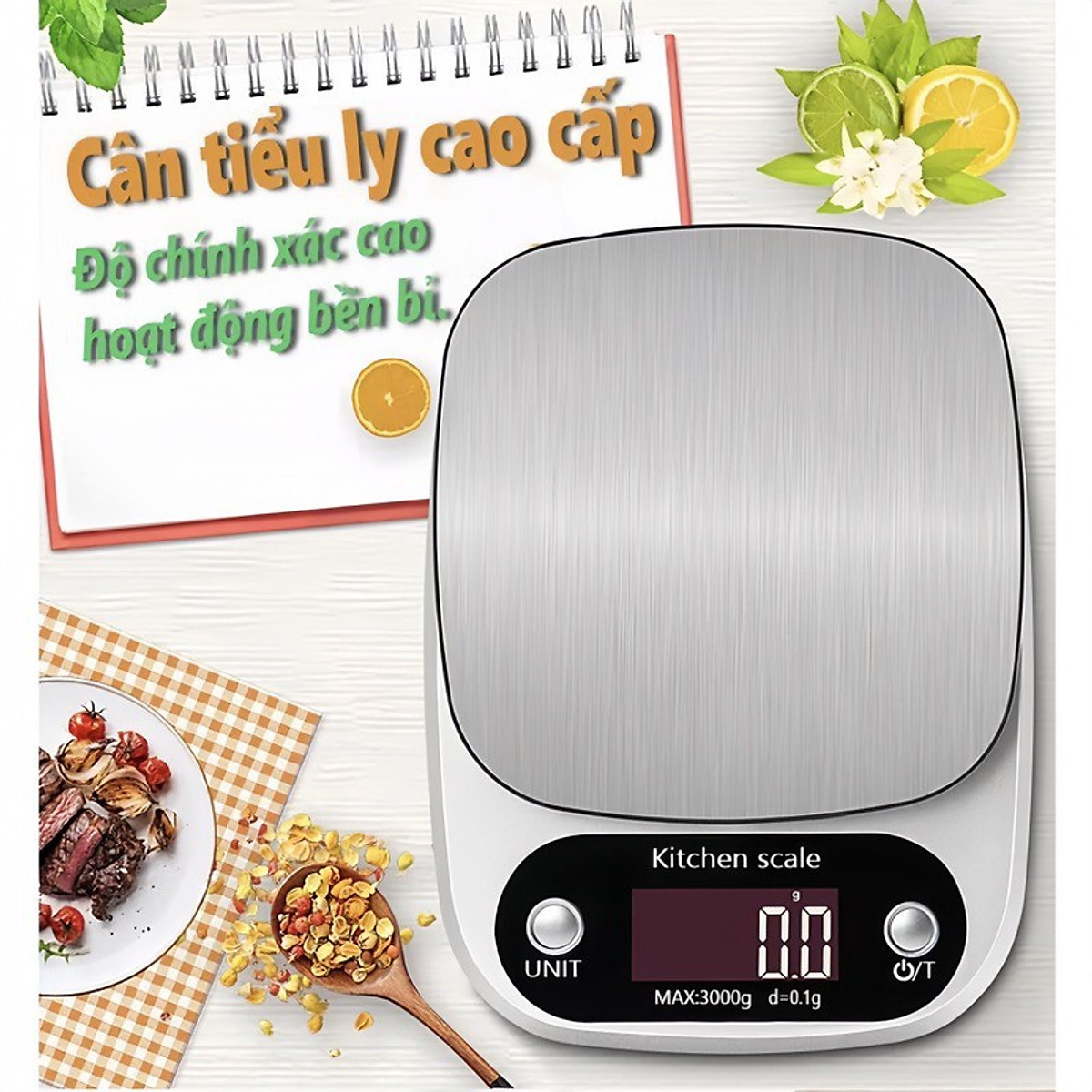 Cân Tiểu Ly Điện Tử Nhà Bếp Mini Định Lượng 1g - 10kg, Cân Tiểu Li Làm Bánh Độ Chính Xác Cao