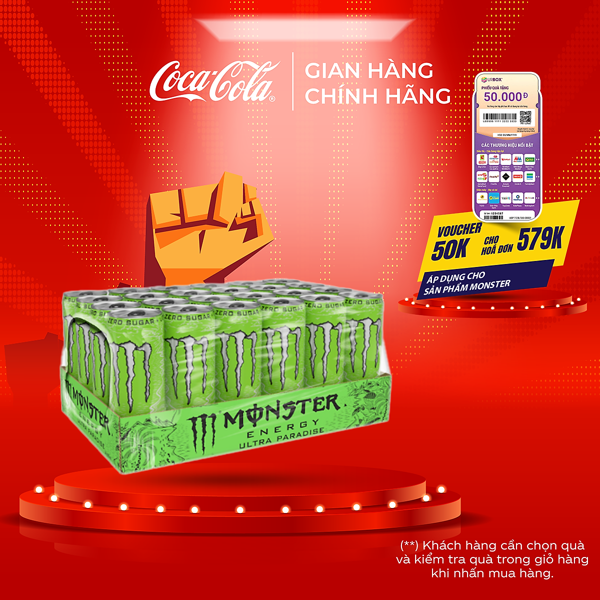 Lốc 24 Lon Nước Tăng Lực Giải Khát Monster Energy Ultra Paradise 355ml/Lon Coca-Cola Official Store