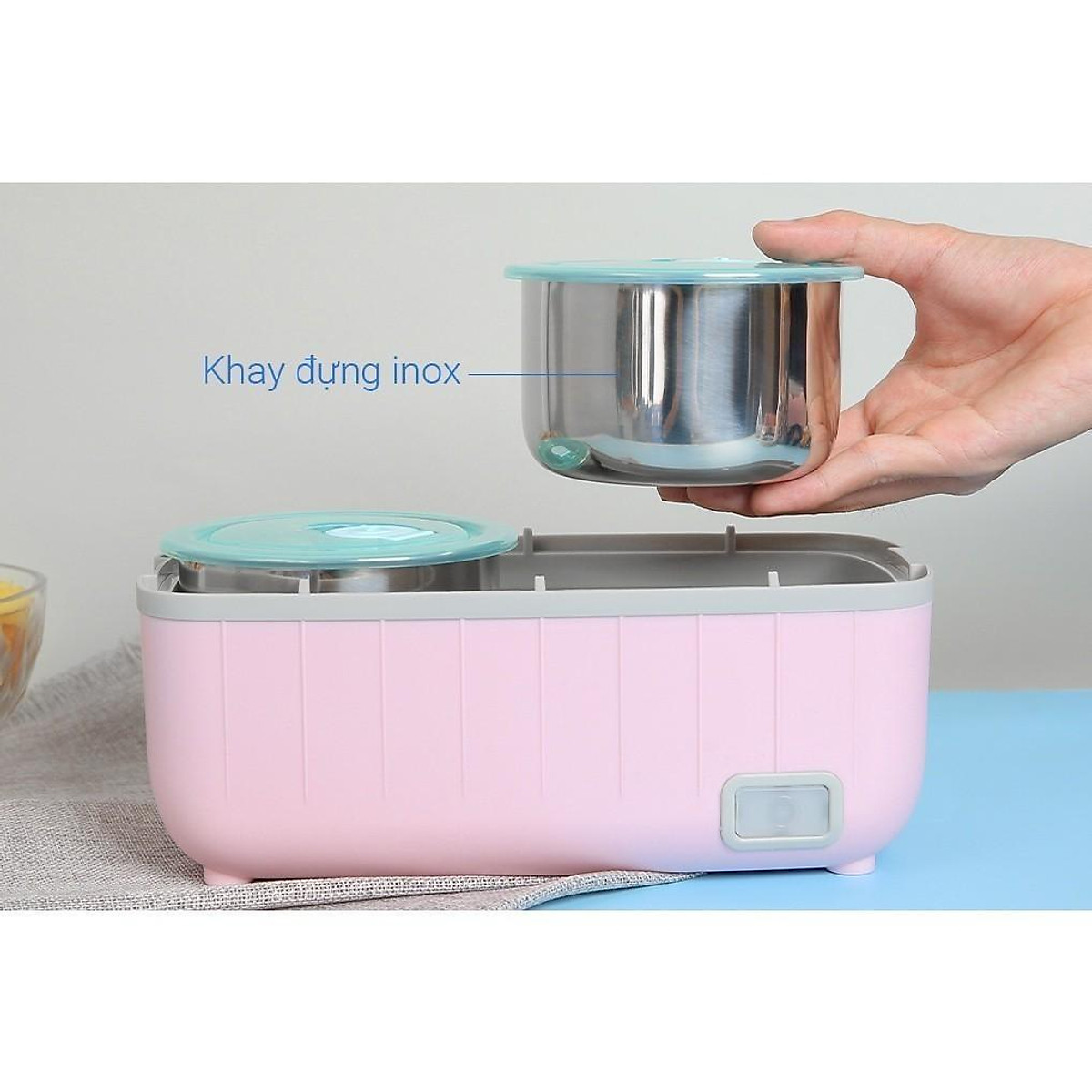 Hộp cơm cắm điện văn phòng UNIE UV hộp đựng cơm giữ nhiệt 2 tầng 4 ngăn inox