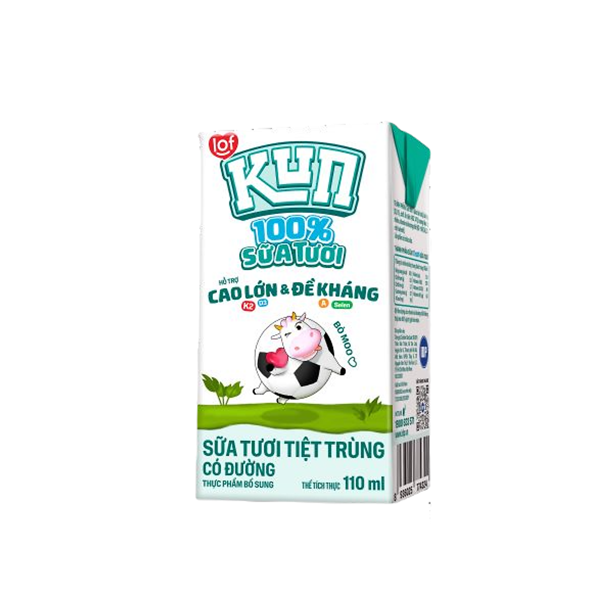 Thùng 48 hộp KUN 100% Sữa tươi có đường 110ml/hộp