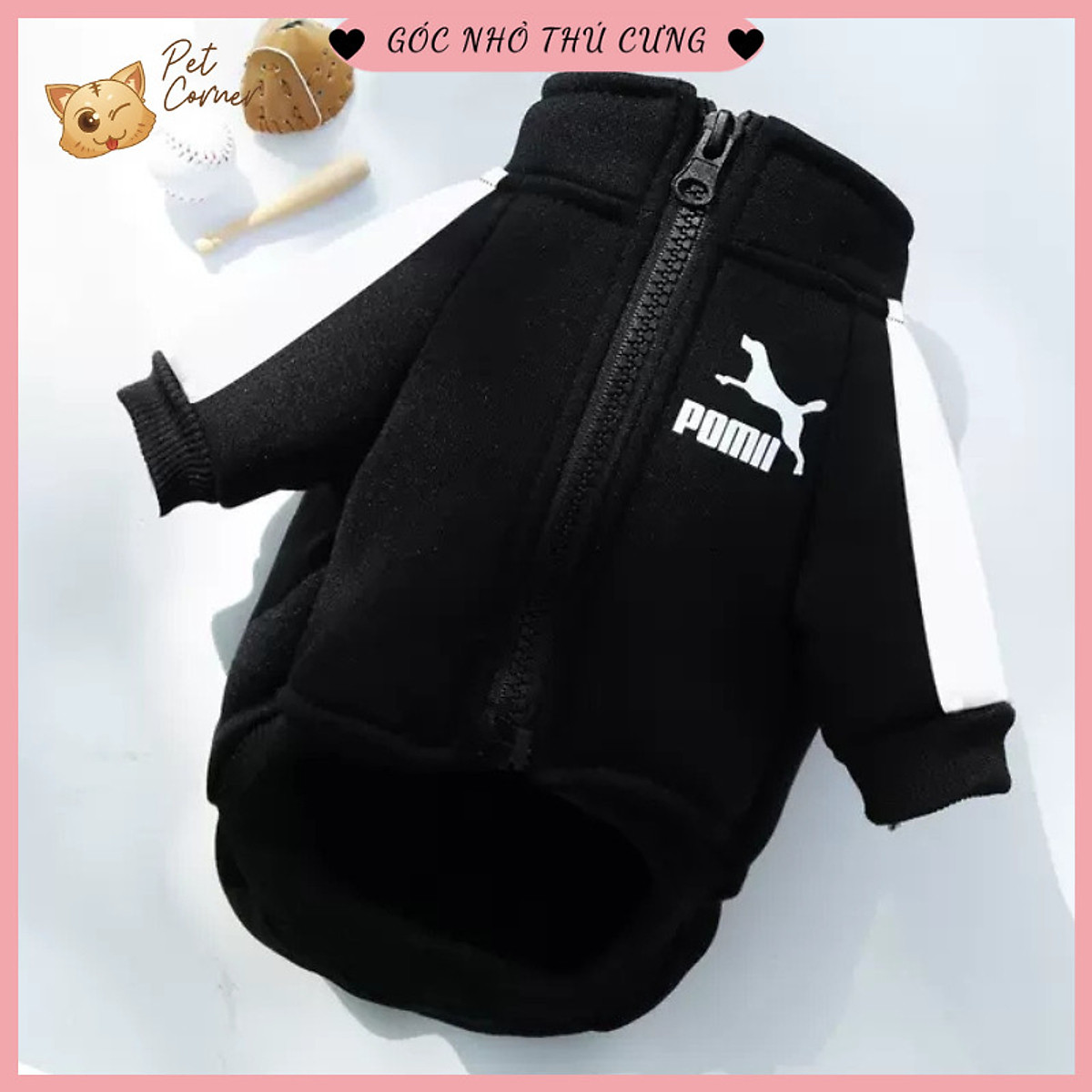 Áo khoác thể thao cho chó mèo - Áo nỉ kéo khóa Pomo cho thú cưng Áo Khoác Thể Thao Cho Chó Mèo - Áo Nỉ Kéo Khóa Pomo Cho Thú Cưng