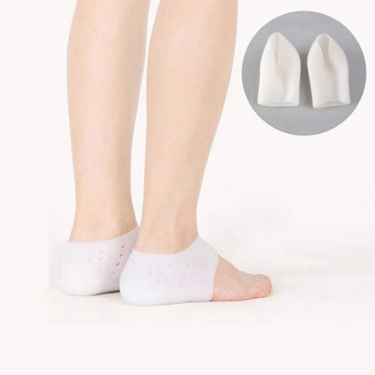 Đôi tất độn gót chân tăng chiều cao tàng hình cho nam và nữ chất liệu silicon co giãn đa chiều - Hai chiếc lót gót chân tăng chiều cao lên 3cm