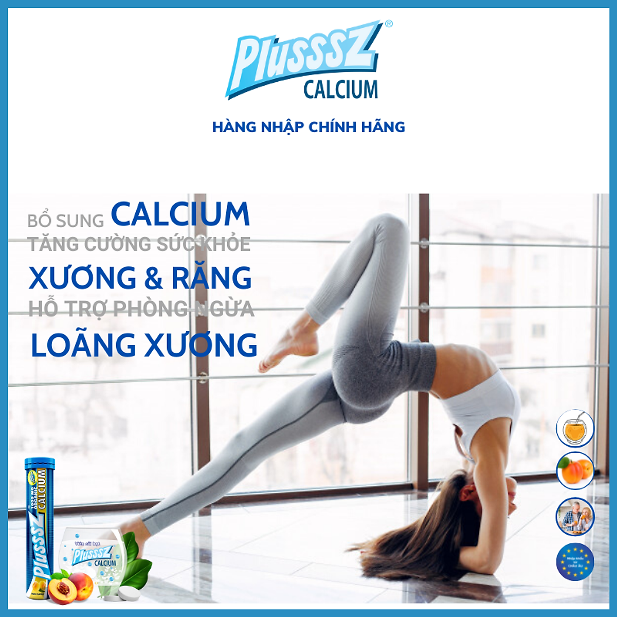 Viên bổ sủi bọt Plusssz Calcium Vị Đào không đường