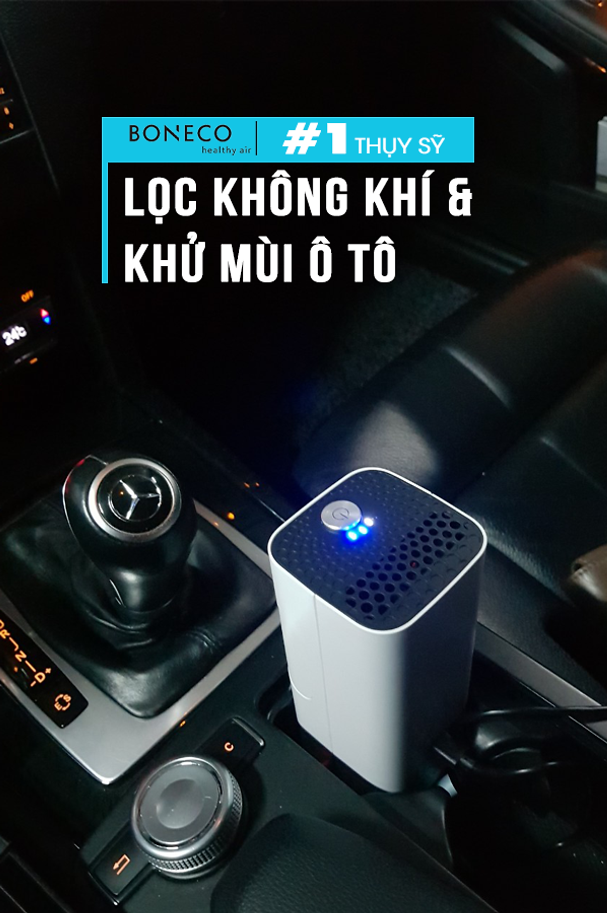 Máy Lọc Không Khí Ô Tô Thụy Sỹ Boneco P50 Khuếch Tán Tinh Dầu Thơm, Tạo Ion Âm Lọc Bụi, Khử Mùi Oto Cũ Mới, Dùng Cho Xe Hơi/Xe Đẩy Em Bé/Bàn Làm Việc - Hàng Chính Hãng