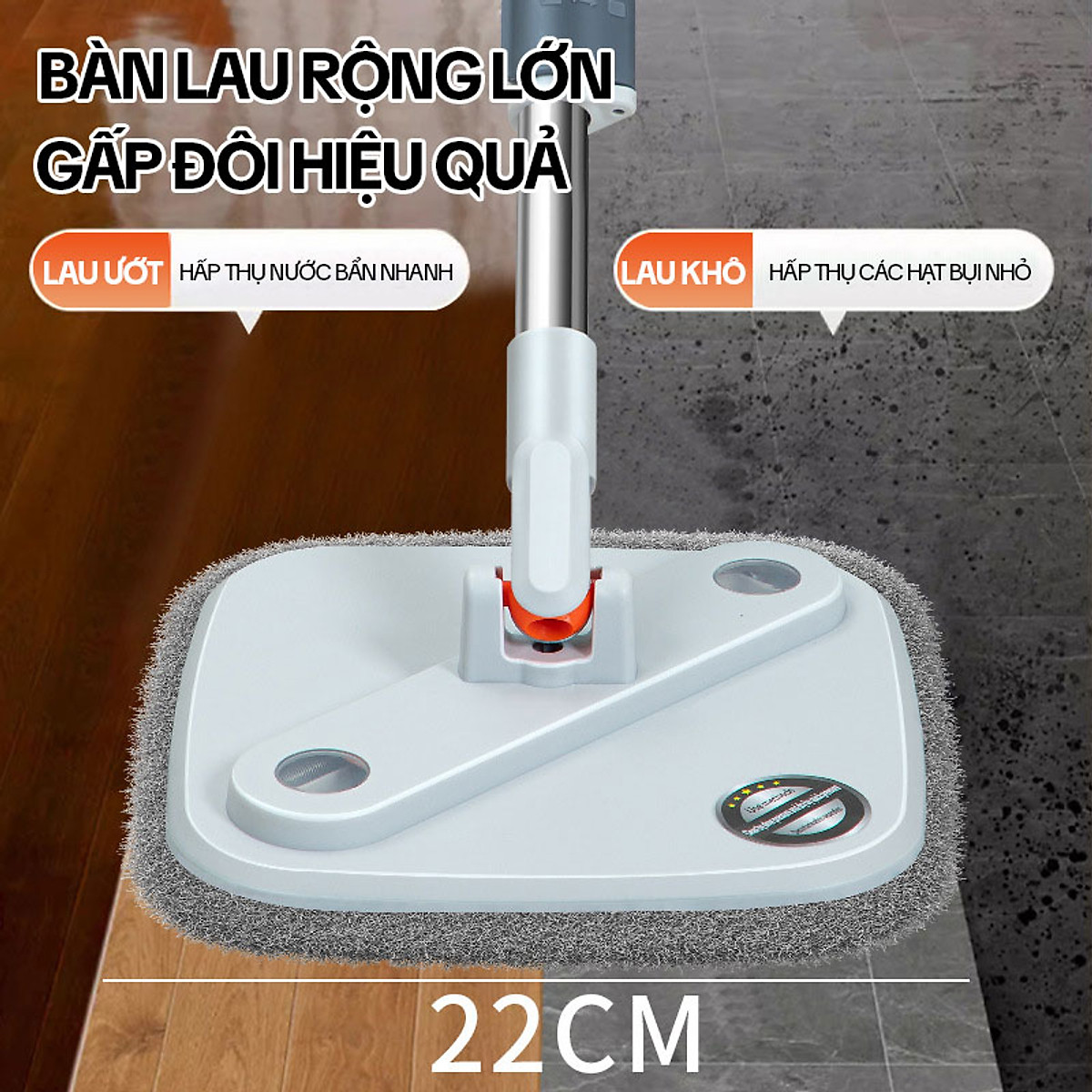 Bộ Cây Lau Nhà Tách Nước Bẩn KITIMOP N08 PRO - Thùng Lau Nhà Tự Vắt Thông Minh, Chổi Lau Nhà 360 Độ, Lau Sàn Làm Sạch