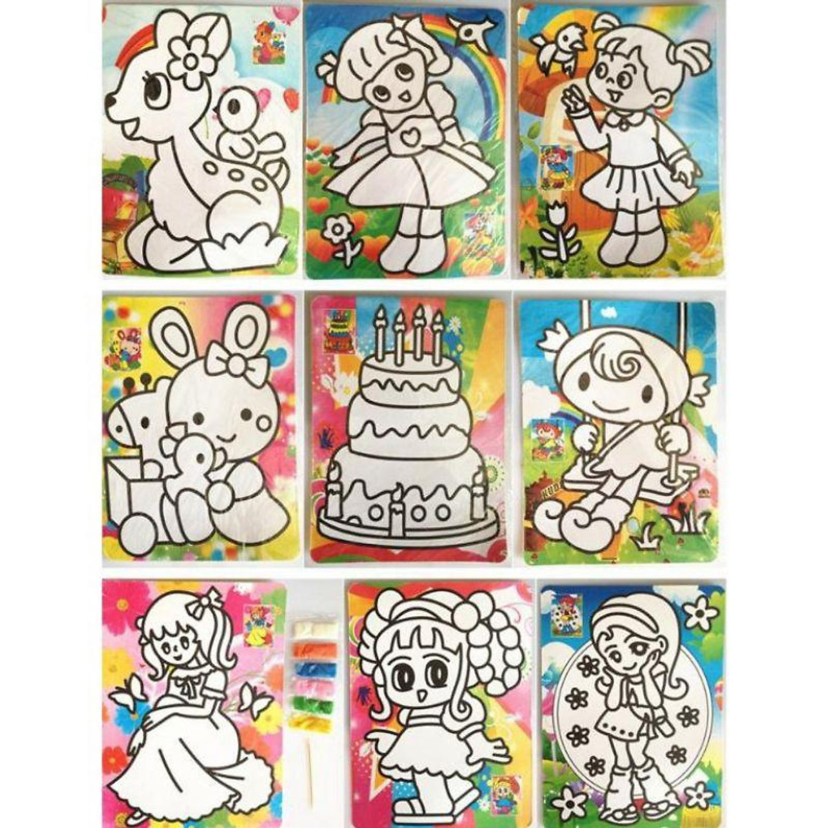 Đồ chơi trẻ em TÔ MÀU TRANH CÁT hươu cao côr  Colored Sand Painting Chim  Xinh  YouTube