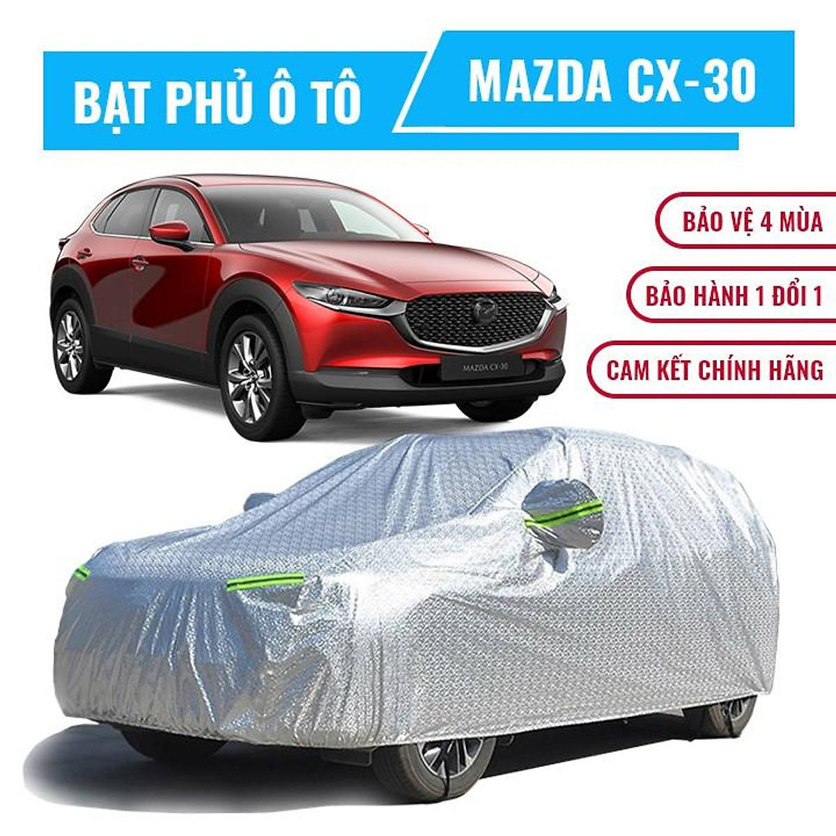 Bạt che phủ xe ô tô 5 chỗ Mazda CX-30, Bạt trùm xe hơi 5 chỗ cao cấp chất liệu vải PEVA chống nắng mưa không thấm nước