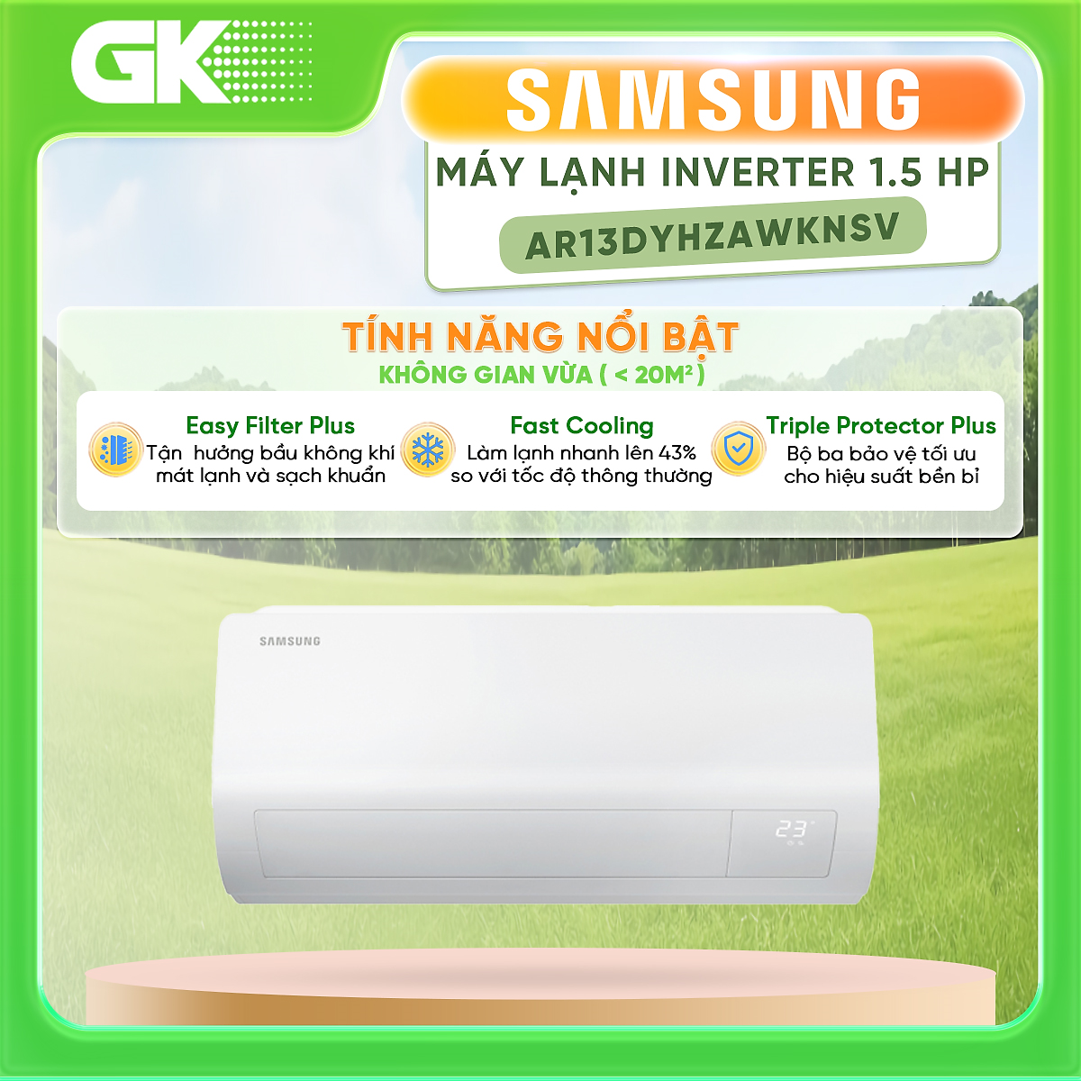 Máy lạnh Samsung AR13DYHZAWKNSV Digital Inverter 12,000 BTU/h (HÀNG CHÍNH HÃNG - CHỈ GIAO HCM)