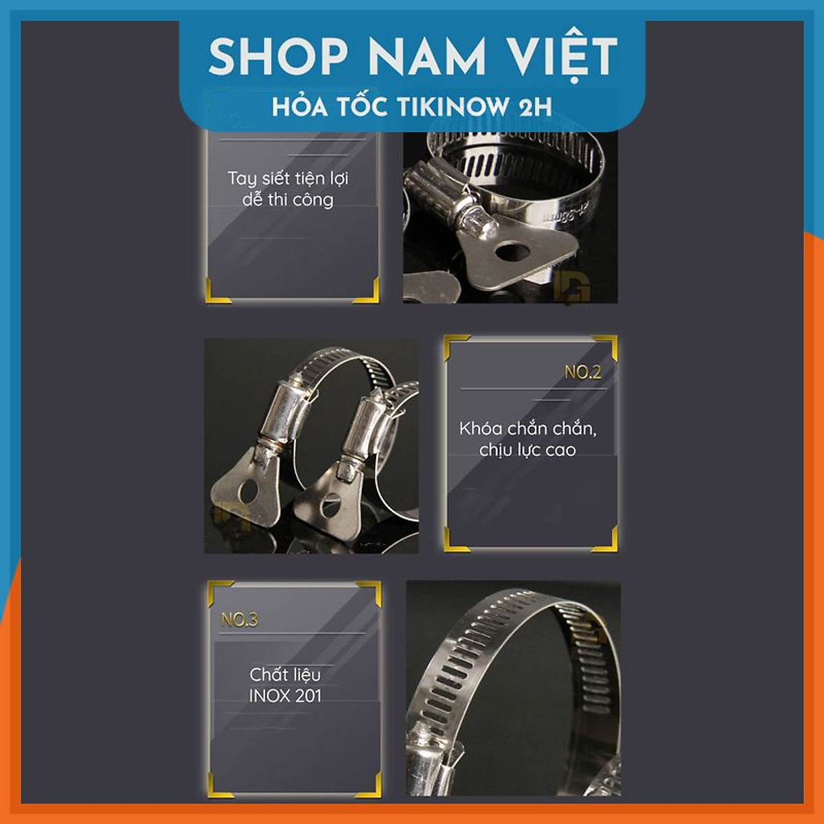 Đai Siết Cổ Dê Inox Chịu Tải Nặng, Có Tay Vặn