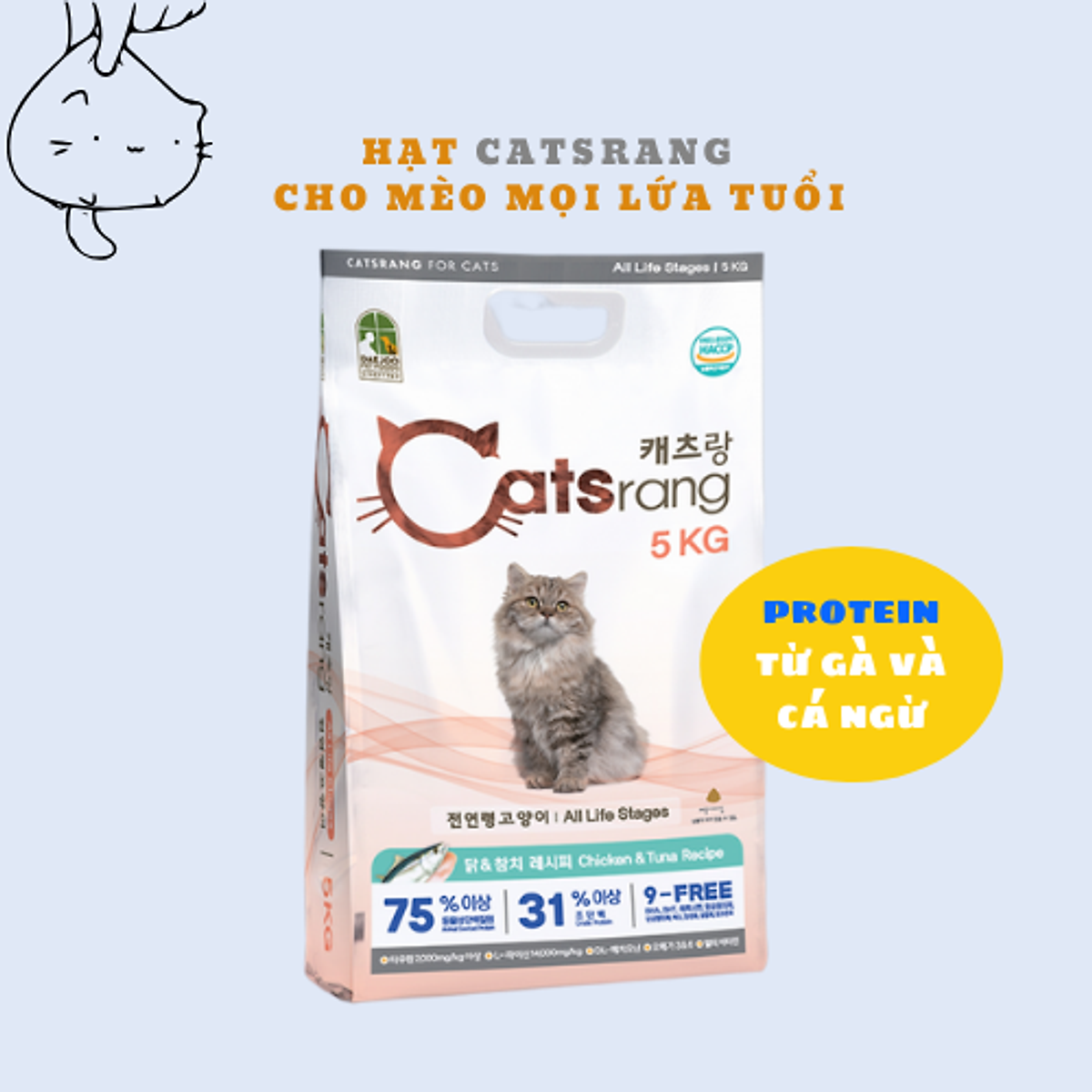 Catsrang 5Kg Thức Ăn Hạt Cho Mèo Mọi Lứa Tuổi
