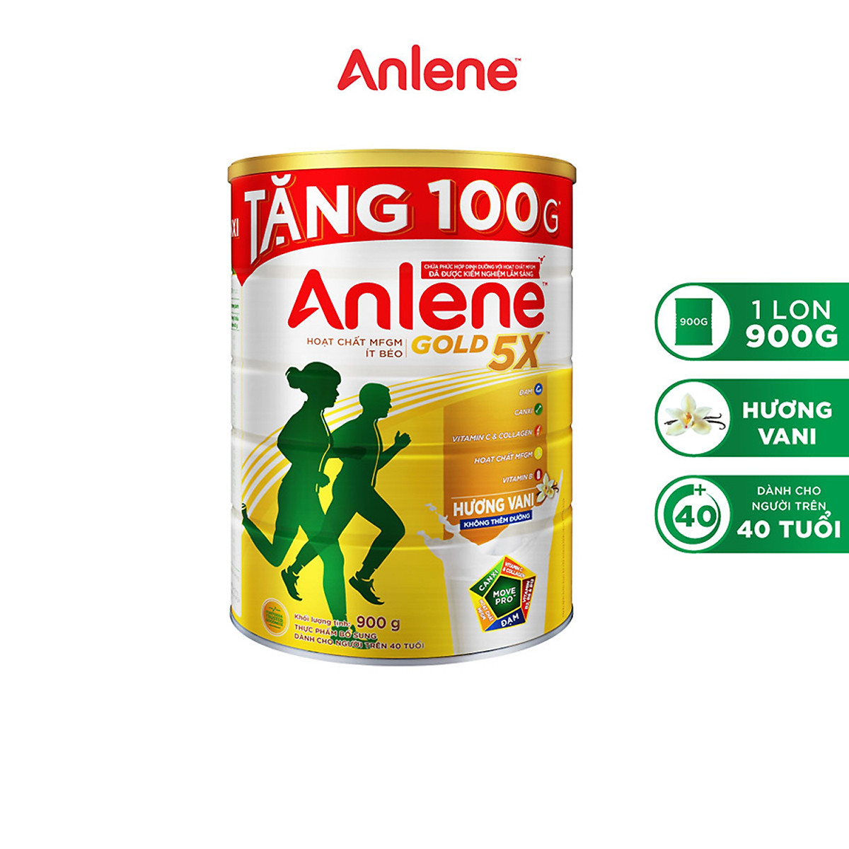 Sữa bột Anlene Gold 5X hương vani lon 900g