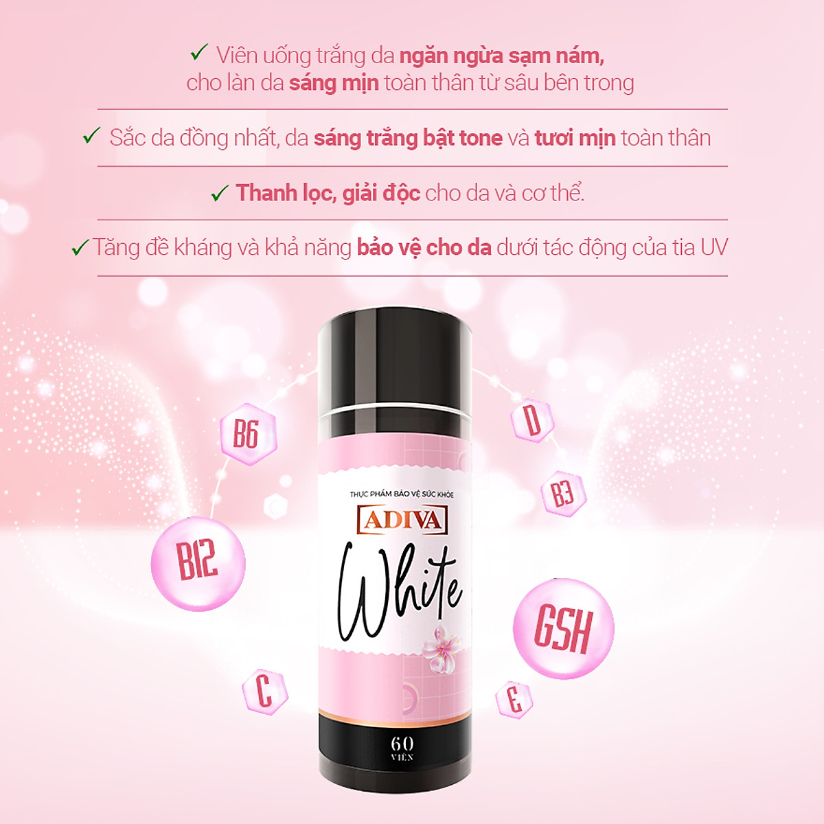 Viên Uống Trắng Da ADIVA White ( 60 Viên/ Hộp)
