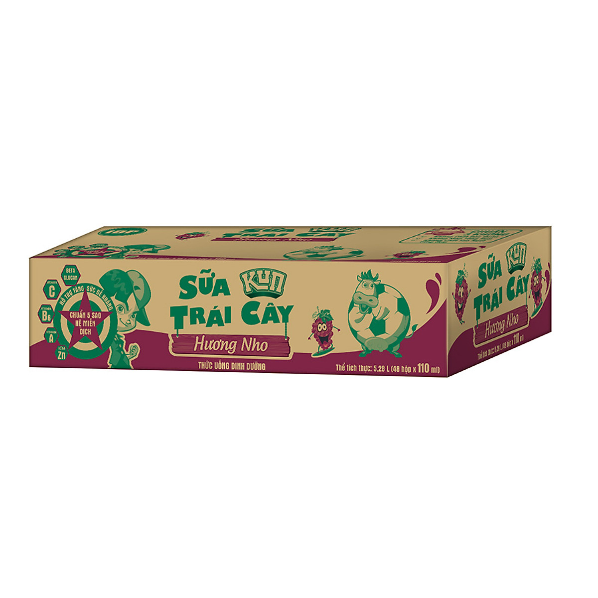 Thùng 48 hộp Sữa trái cây hương nho KUN 110ml/hộp