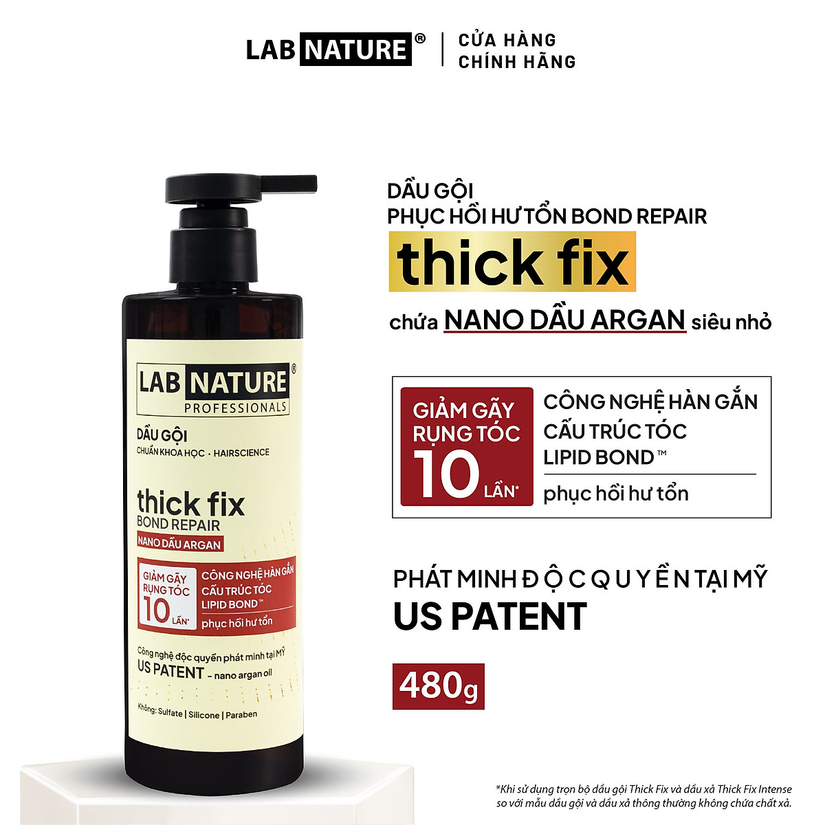 Dầu gội Ngăn rụng tóc Lab Nature Thick Fix - Công Nghệ Hàn Gắn Cấu Trúc Tóc - 480g